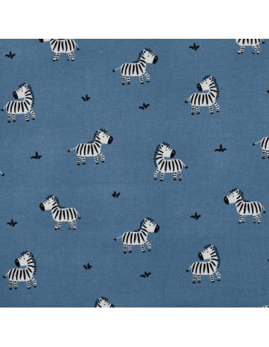 Tissu flanelle zèbres - Bleu