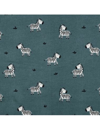 Tissu flanelle zèbres - Vert de gris