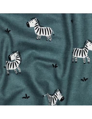 Tissu flanelle zèbres - Vert de gris