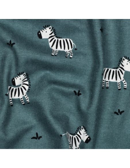 Tissu flanelle zèbres - Vert de gris