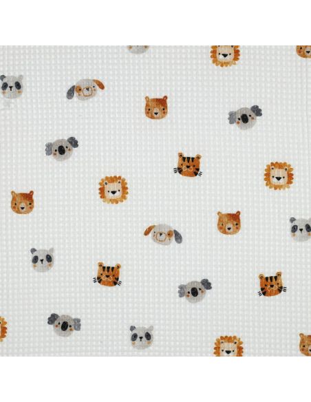 Tissu torchon nid d´abeille d'imprimé - Tête d'animaux