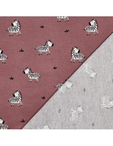 Tissu flanelle zèbres - Mauve