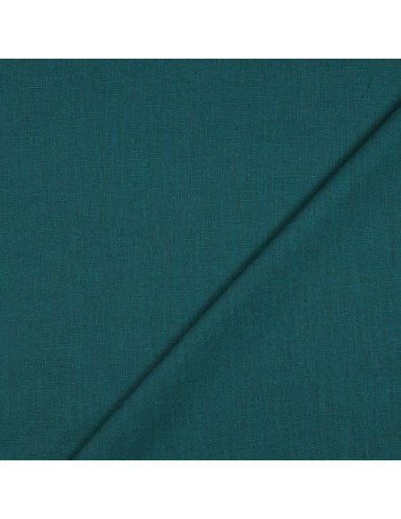 Tissu lin coton lavé - Bleu pétrole