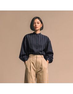 Tissu Denim léger à rayures larges - Bleu denim 2