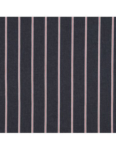 Tissu Denim léger à rayures larges - Bleu denim