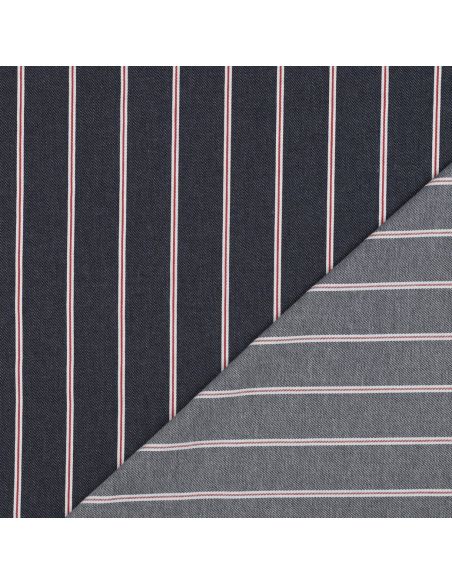 Tissu Denim léger à rayures larges - Bleu denim