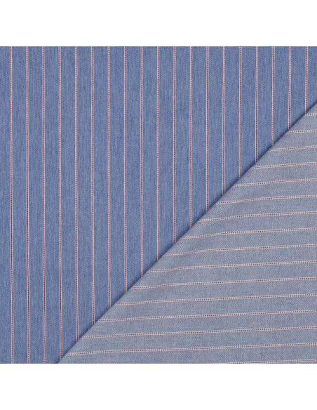 Tissu Denim léger à rayures fines - Bleu clair