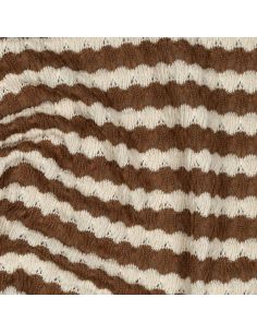 Tissu maille tricot Jacquard à rayures - Brun 2