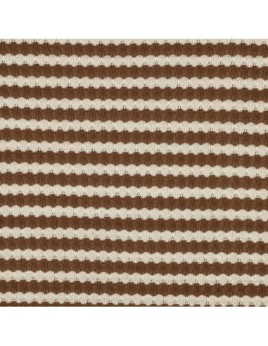 Tissu maille tricot Jacquard à rayures - Brun