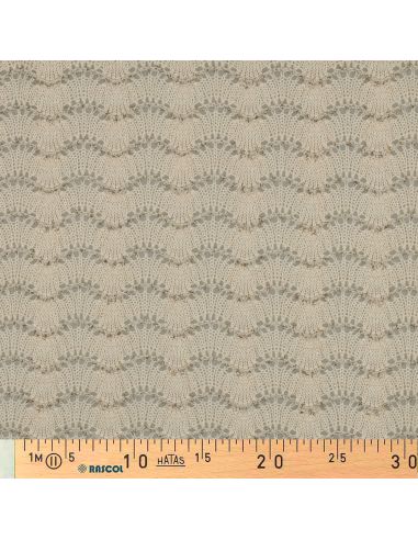 Tissu maille jacquard ajourée lurex - Écru