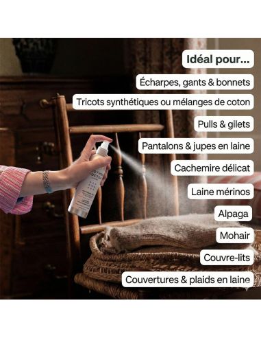 Spray rafraîchissant pour tricots – Bois de Cèdre & Vanille
