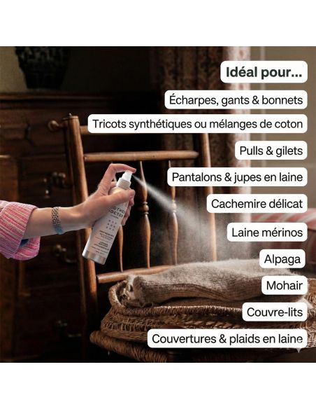 Spray rafraîchissant pour tricots – Bois de Cèdre & Vanille