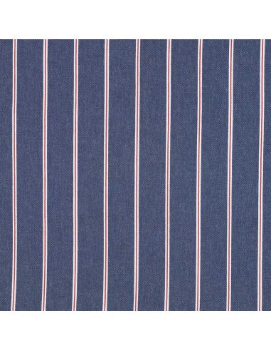Tissu Denim léger à rayures - Bleu moyen