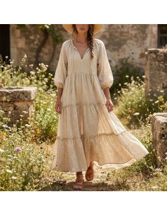 Tissu viscose lin rayé à sequins – Écru scintillant 2