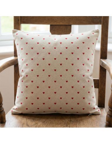 Toile de coton canvas - Petits coeurs rouge