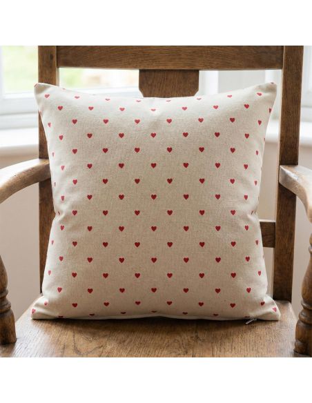 Toile de coton canvas - Petits coeurs rouge
