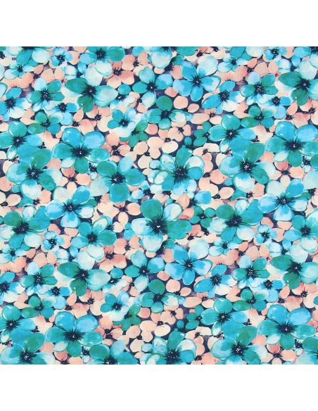 Tissu viscose Anémone - Bleu tiffany