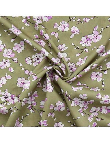 Tissu viscose Sakura - Vert olive