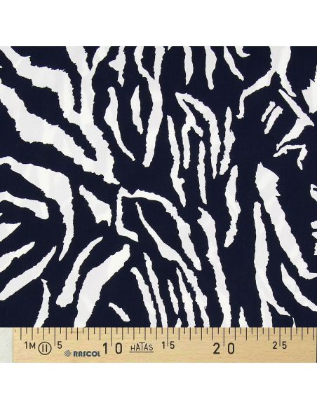 Tissu viscose Zèbre - Bleu marine