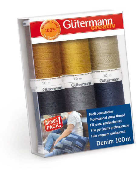 Set of 6 Denim Sewing Threads Gütermann