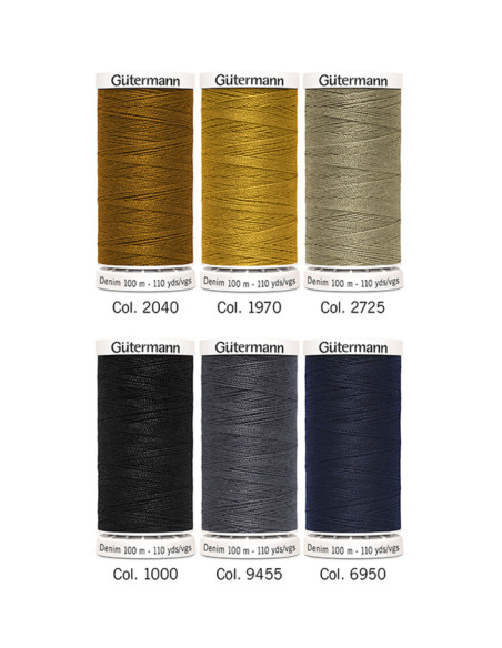 Set of 6 Denim Sewing Threads Gütermann