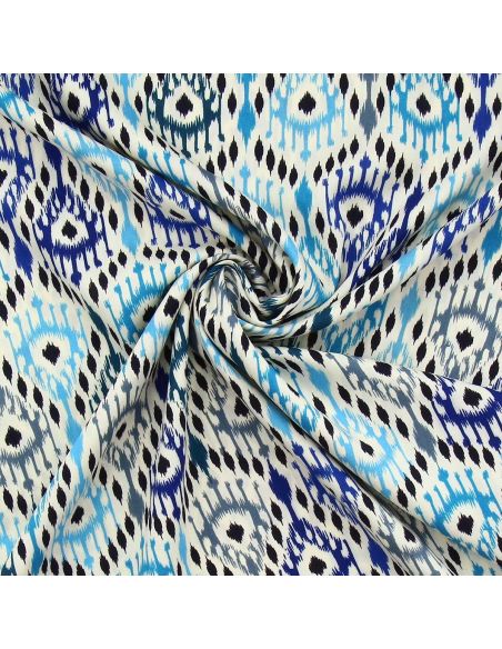 Tissu viscose Paon - Bleu