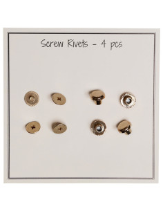Set of 4 screw-in metal rivets 8.2 x 6 mm - Gold