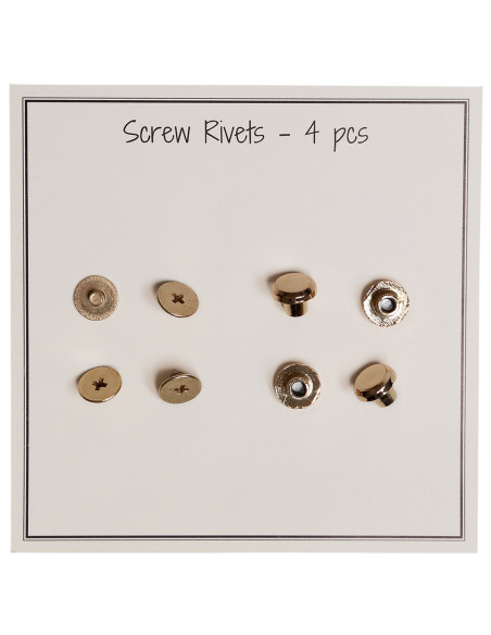 Set of 4 screw-in metal rivets 8.2 x 6 mm - Gold