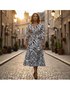 Tissu viscose Zèbre - Blanc 2