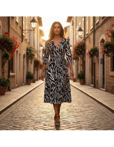 Tissu viscose Zèbre - Noir