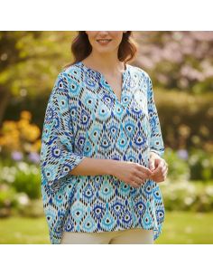 Tissu viscose Paon - Bleu 2