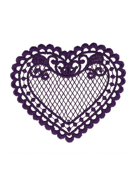 Écusson thermocollant coeur dentelle - Violet