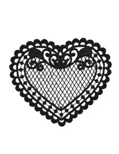 Écusson thermocollant coeur dentelle - Noir