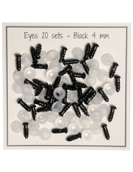 Black safety eyes 4 mm - 20 pairs