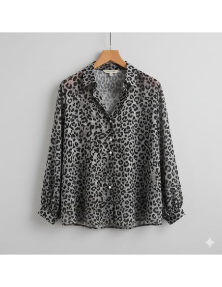 Tissu viscose Léopard - Gris