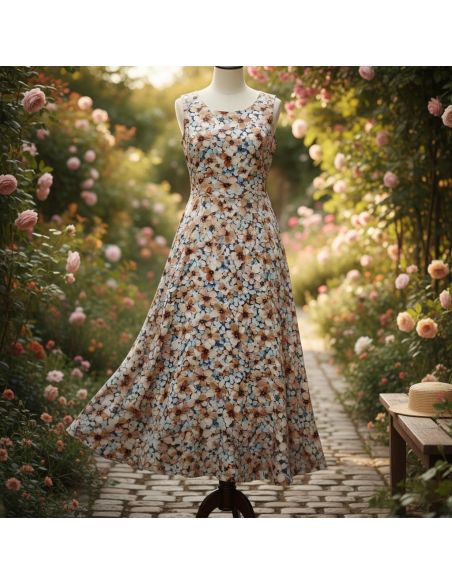 Tissu viscose Anémone - Noisette