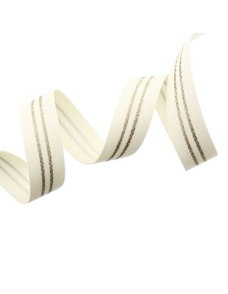 Sangle bagagerie rayé lurex - Crème