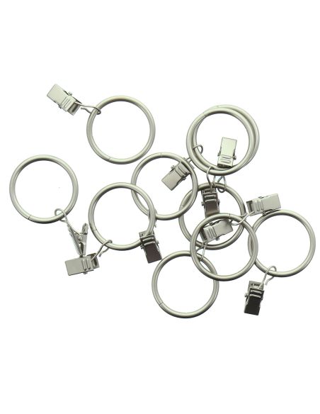 Lot de 10 anneaux 35 mm à pinces crocodile - Argent mat