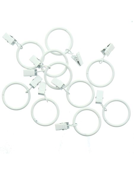 Lot de 10 anneaux 35 mm à pinces crocodile - Blanc
