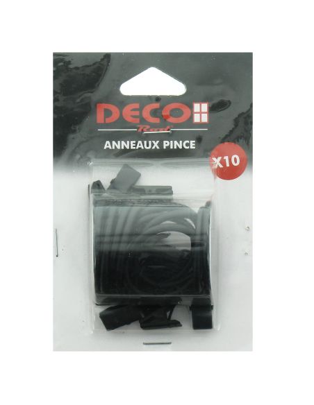 Lot de 10 anneaux 35 mm à pinces crocodile - Noir mat