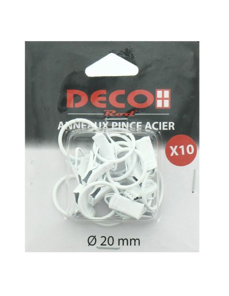Lot de 10 anneaux 20 mm à pinces crocodile - Blanc