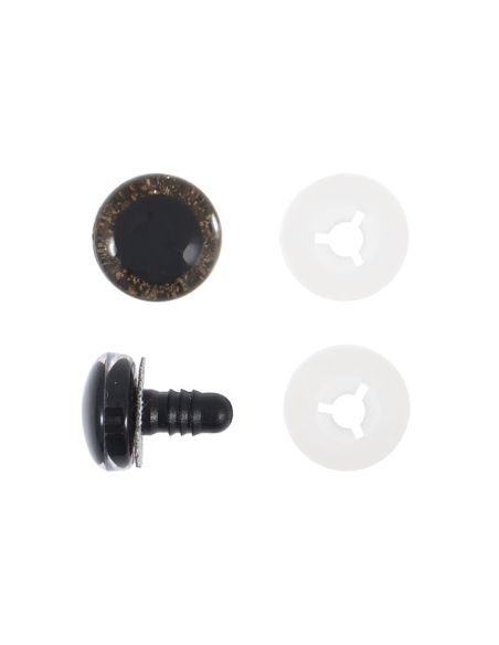 Lot de 6 yeux de sécurité 12 mm - Marron