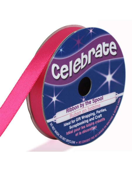Celebrate fuchsia satin ribbon - 9 mm x 6 meters