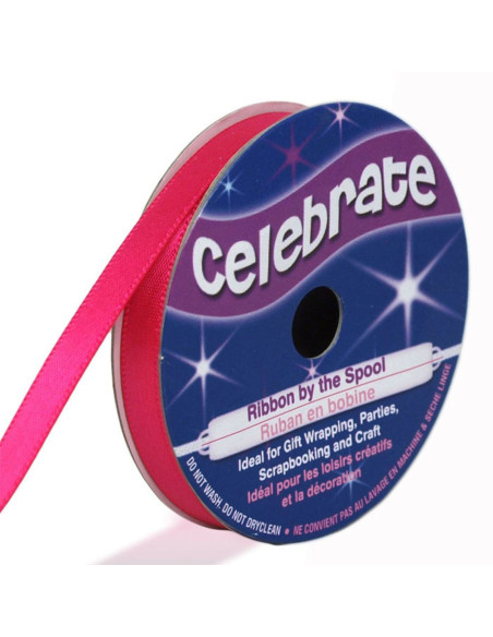 Celebrate fuchsia satin ribbon - 6 mm x 6 meters