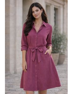 Tissu tencel effet peau de pêche - Framboise 2