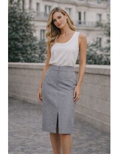 Tissu gabardine viscose brossée premium - Gris chiné clair 2