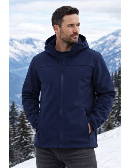 Tissu softshell déperlant envers micro polaire - Bleu marine