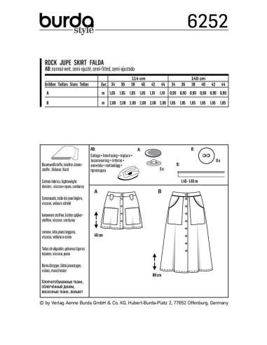 Flared Skirt Pattern - Burda 6252