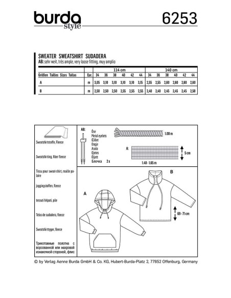 Sweatshirt pattern - Burda 6253
