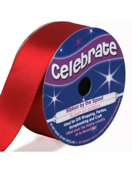 Celebrate red satin ribbon - 25 mm x 4 meters